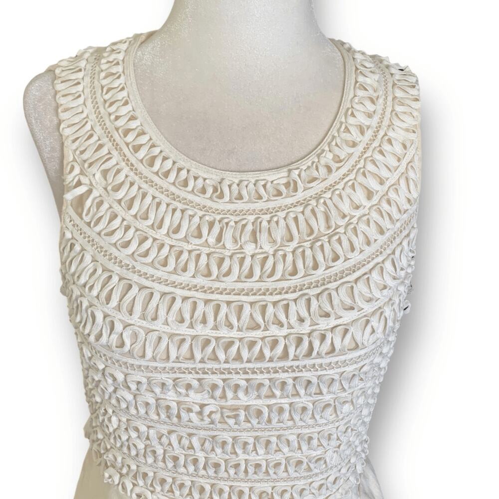 3.1 Phillip Lim Cream Linen Silk Ribbon Detail Dress Size 0 Boho Wedding - Picture 3 of 12